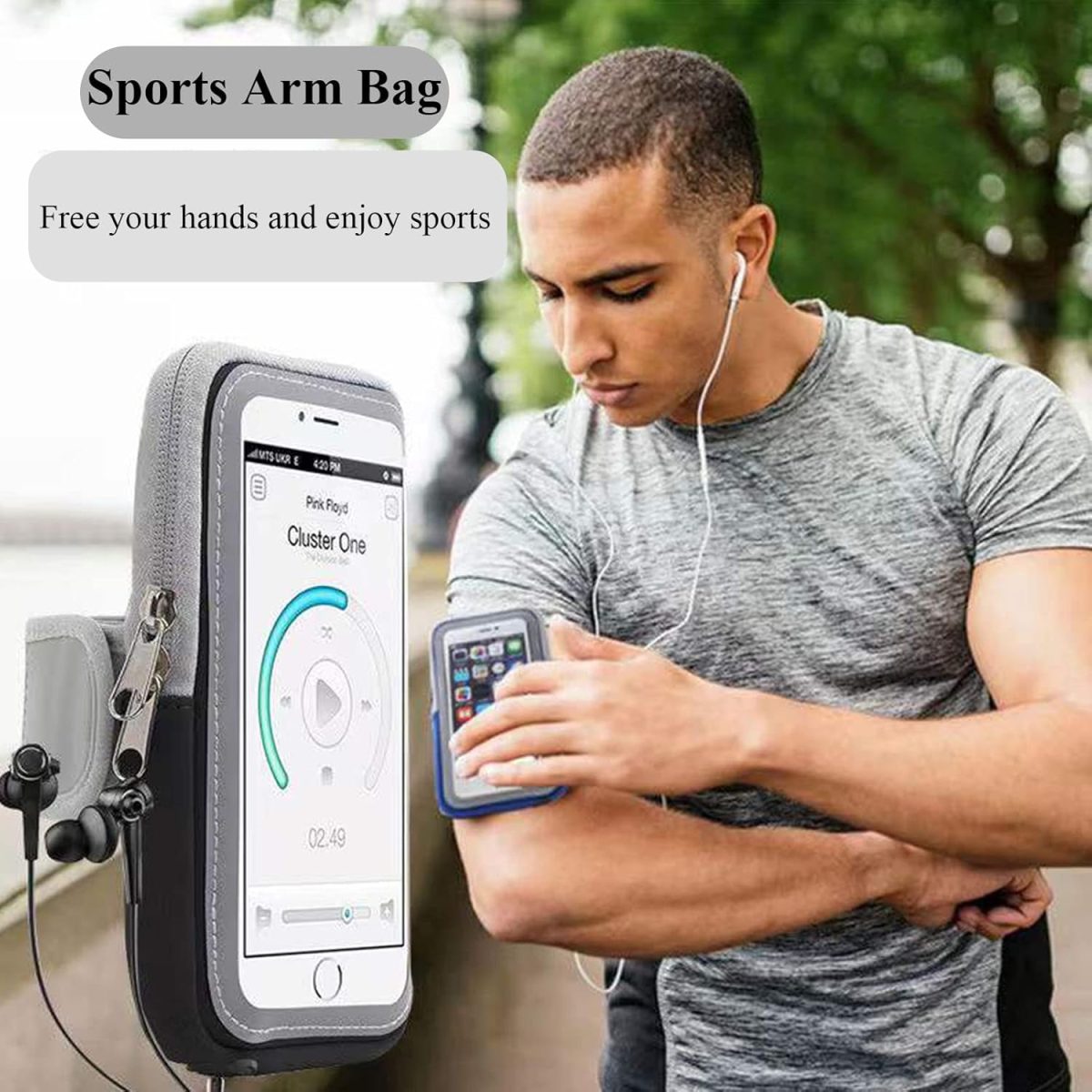⁦Qiccijoo Running Armband Phone Holder for Running Full Touchscreen Phone Arm Bands for Running Sports Phone Holder with Adjustable Band for iPhone 13 Pro Max 12 11 Xs Xr 8 7 Galaxy S20 S10 S9 S8⁩ - الصورة ⁦6⁩