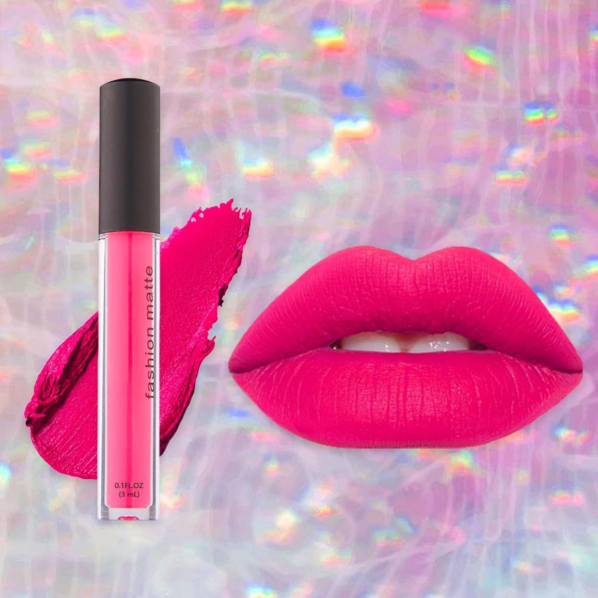 ⁦Velvet Matte Bright Hot Pink Liquid Lipstick, Waterproof Quick-Drying Non-Sticky Full-Coverage Lip Gloss, Lipsticks for Women Long Lasting Matte Lipstick⁩ - الصورة ⁦6⁩