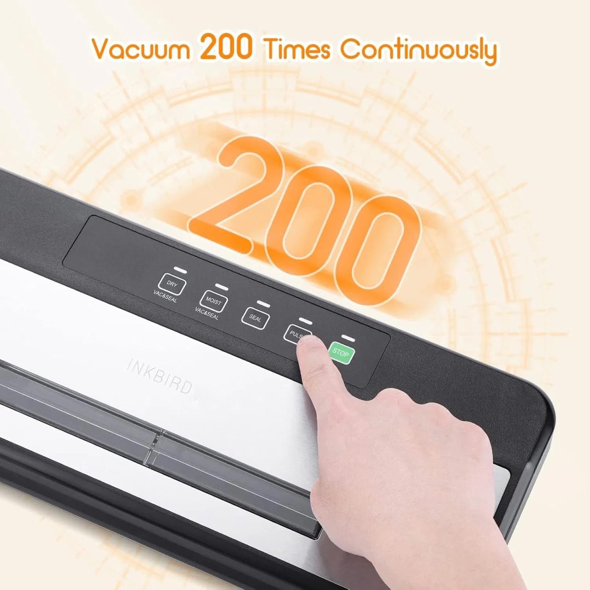 ⁦INKBIRD INK-VS03 Food Vacuum Sealer Machine, Sealing Time Display, 80KPA Strong Suction, Automatic Vacuum Sealer with Starter Kit for Food Storage and Sous Vide⁩ - الصورة ⁦8⁩