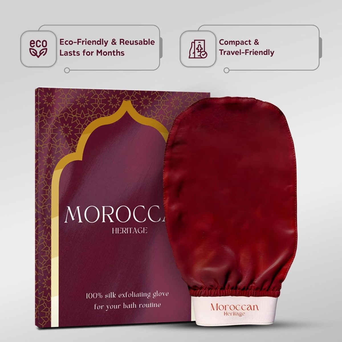 ⁦Premium Organic 100% Silk Kessa not viscose/ليفة حمام مغربي/Glove/Mitt for Pain-Free exfoliation - Moroccan Hammam Bath - Deep Exfoliation - Ideal for All Skin Types to be used w/o Black Soap⁩ - الصورة ⁦8⁩