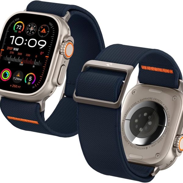 Spigen Lite Fit Ultra Band designed for Apple Watch Band for Apple Watch Ultra 2 / Ultra (49mm), Series 9/8/7 (45mm), Series SE2/6/SE/5/4 (44mm) and Series 3/2/1 (42mm) Nylon Solo Loop - Navy