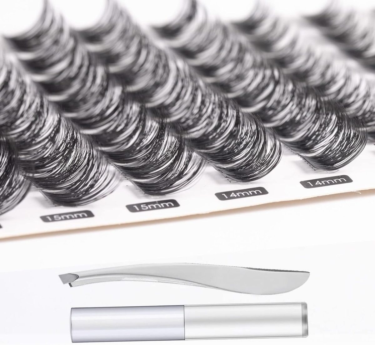 ⁦MAKINGTEC Individual Lashes Cluster Lashes 45 Pcs DIY False Eyelashes Reusable 3D Eyelash Extension Kit Soft Natural C CC D Curl Individual Eyelashes with Eyelash Glue 10/12/14/15/16mm Length⁩ - الصورة ⁦8⁩