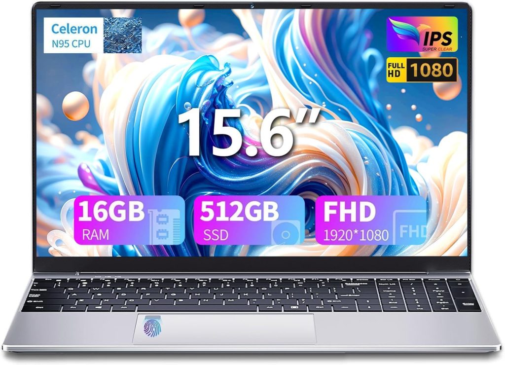 15.6 Inch Laptop Computer, Gaming Laptop, Laptops 16GB RAM 512GB SSD N95 Processor (up to 3.4GHz), FHD IPS 1920 x 1080,Laptops Computers Supports 180 Angle Opening,Backlit Keyboard,gaming computer