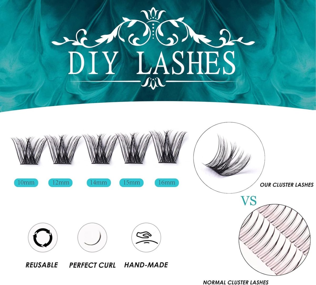 ⁦MAKINGTEC Individual Lashes Cluster Lashes 45 Pcs DIY False Eyelashes Reusable 3D Eyelash Extension Kit Soft Natural C CC D Curl Individual Eyelashes with Eyelash Glue 10/12/14/15/16mm Length⁩ - الصورة ⁦5⁩