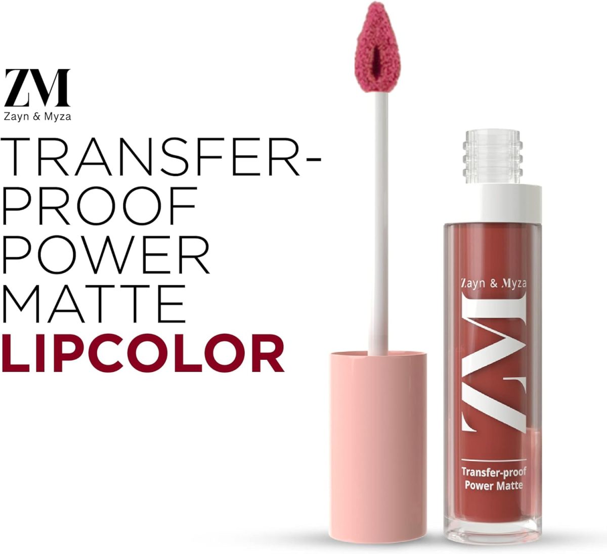 ⁦Zayn & Myza Transfer-Proof Power Matte Finish Lip Colour, Water & Smudge Proof, Long Lasting, Hala & Vegan, 6ml (Toasted Berry)⁩ - الصورة ⁦2⁩