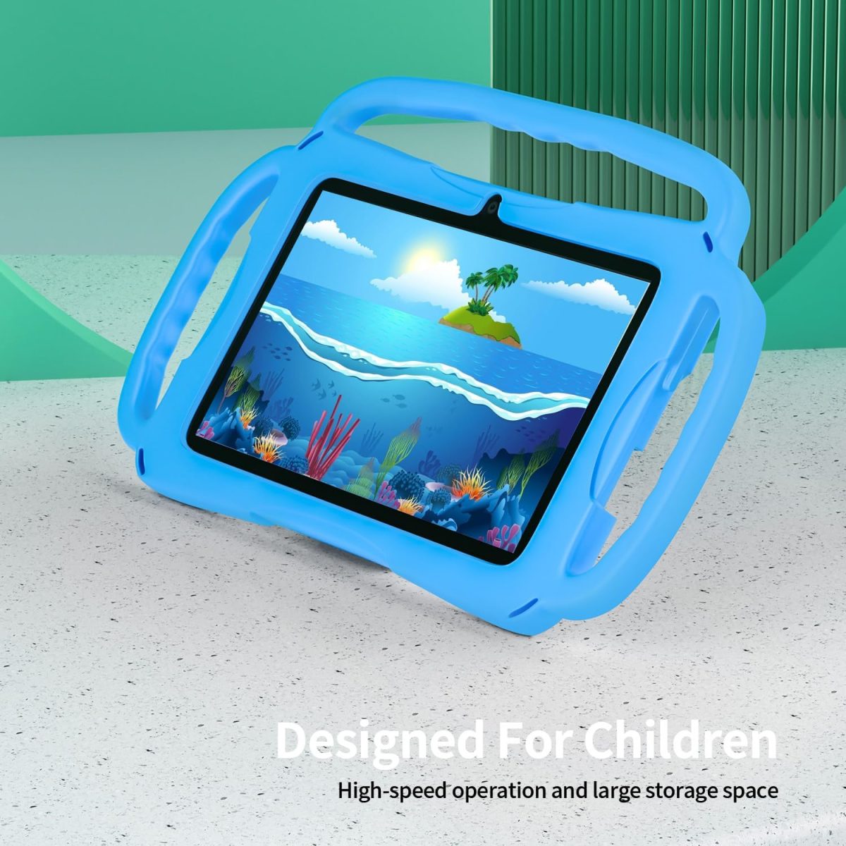 ⁦7 inch Kids Tablet, Quad Core Android 12 2GB 32GB, Parental Control, Eye Protection, Shockproof Case, Dual Camera, WiFi, Bluetooth, Learning Tablet for Kids - K4 (Blue)⁩ - الصورة ⁦9⁩