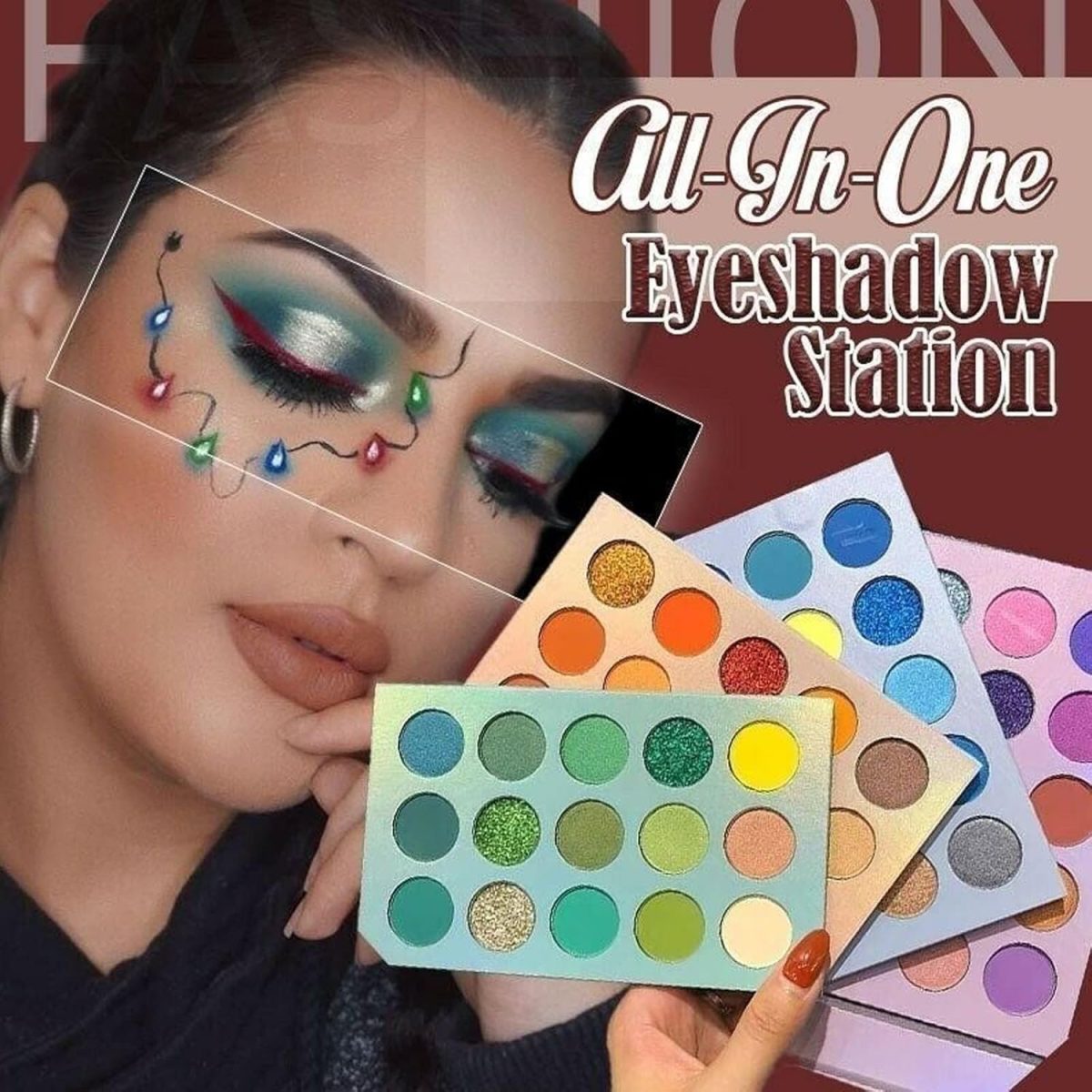 ⁦60 Colors Eye Makeup Palettes, 4 In 1 Color Board Matte And Shimmer Highly Pigmented Eye Makeup Palettes,Eyeshadow, RotationEyes Shadow⁩ - الصورة ⁦2⁩
