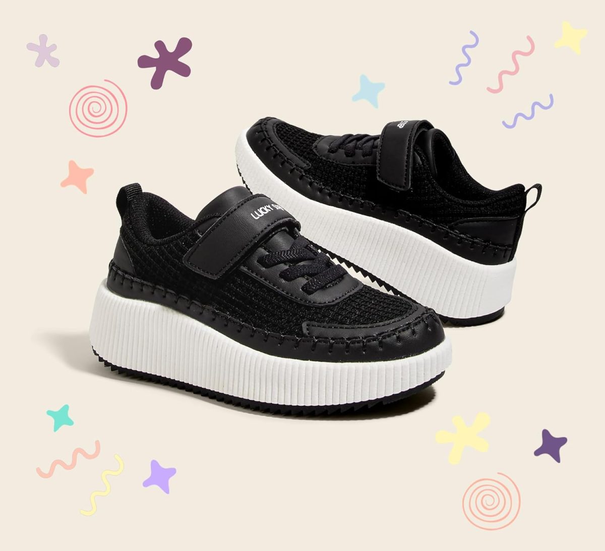 ⁦LUCKY STEP Kid's Glitter Running Sneaker Sparkly Braided Shiny Bling Princess Shoes School Athletic Walking Shoes for Children/Boys/Girls⁩ - الصورة ⁦9⁩