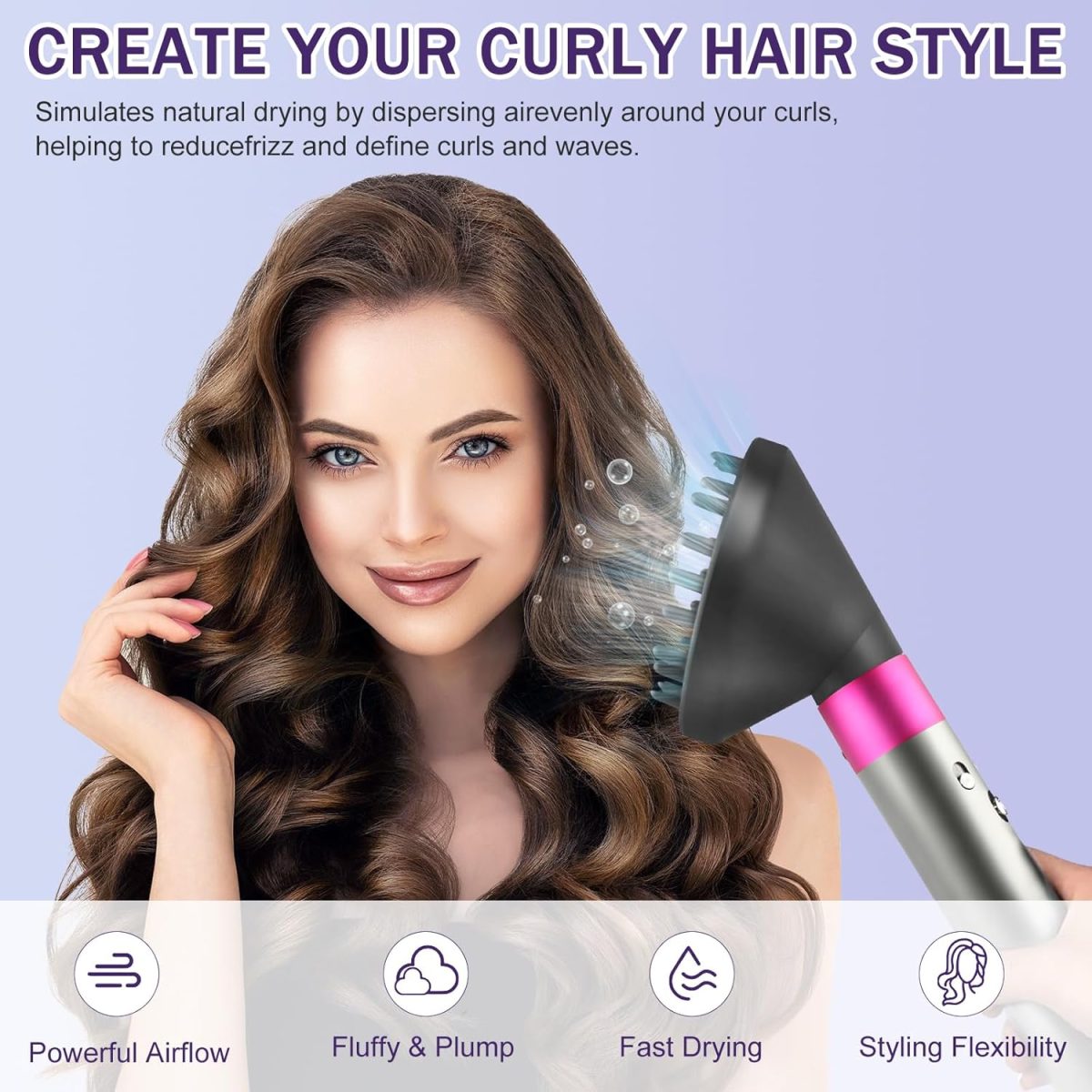 ⁦MengTiger Upgraded Diffuser Nozzle for Dyson Curling Iron Converting for Dyson Airwrap Styler To Hair Dryer Diffuser Nozzle Attachment⁩ - الصورة ⁦2⁩