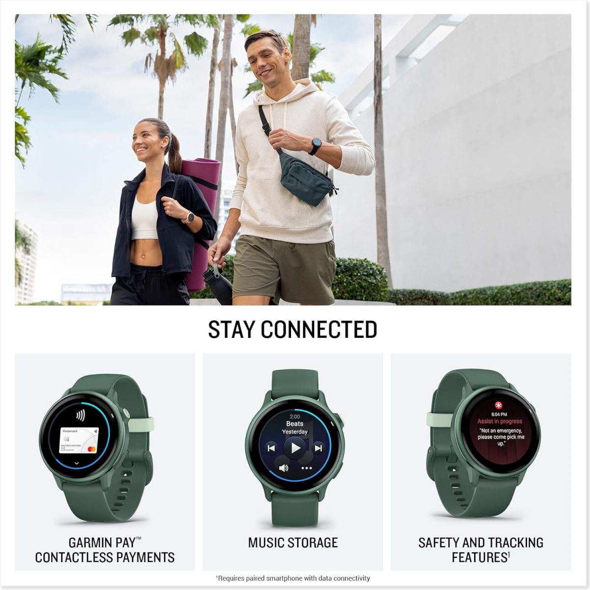 ⁦Garmin vívoactive® 6, Health and Fitness GPS Smartwatch, AMOLED Display, Up to 11 Days of Battery, Metallic Jasper Green with Jasper Green Band⁩ - الصورة ⁦4⁩