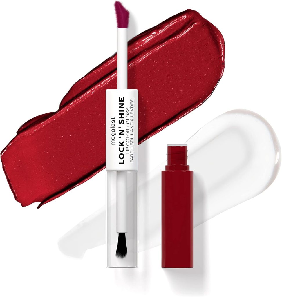 Wet n Wild 'n' Megalast Lock n' Shine, Dual-Ended Lip Color and Clear Gloss, Vitamin E and Jojoba Oil Enriched Formula, Red-Y-For Me Shade