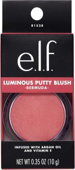 ⁦e.l.f. Cosmetics Luminous Putty Blush, Putty To Powder Blush With A Shimmer Finish, Lightweight, Buildable Formula, Bermuda⁩ - الصورة ⁦3⁩