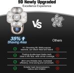 ⁦9D Electric Head Shaver for Bald Men, Upgraded 6-in-1 Head Shaver for Bald Men, Waterproof Wet/Dry Grooming Kit Electric Shaver for Men, Cordless Rechargeable Bald Head Razor for Home&Travel Gift⁩ - الصورة ⁦6⁩