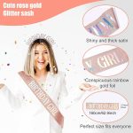 ⁦Rose Gold Birthday Crown and Sash Set for Women - Tiara, Headband, Princess Rhinestone Crown, Party Girl Sweet Hair Accessories - Happy Birthday Gift⁩ - الصورة ⁦3⁩