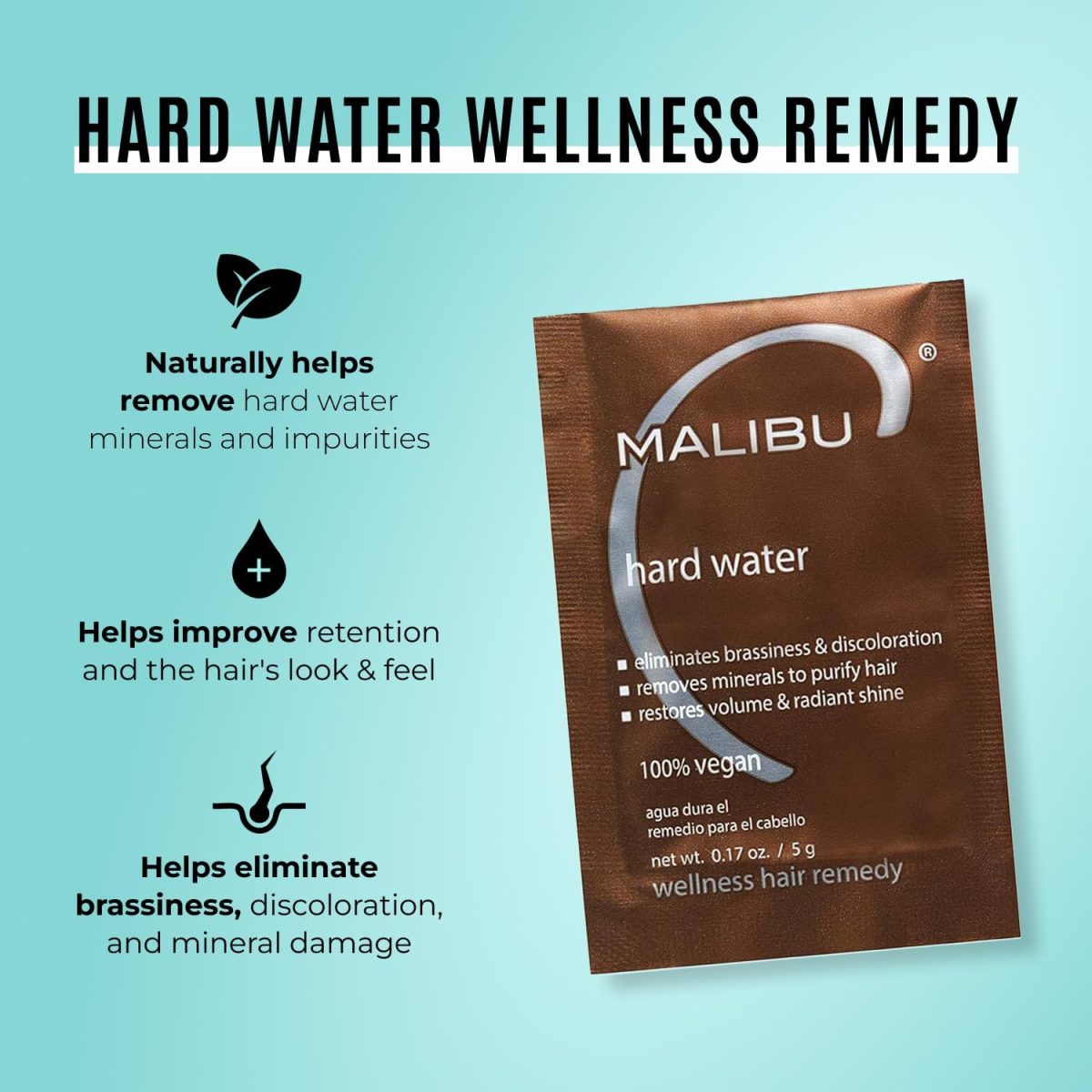 ⁦Malibu C Hard Water Wellness Hair Remedy Professional Hair Treatment For Nourished Hair Growth 12 Count⁩ - الصورة ⁦2⁩