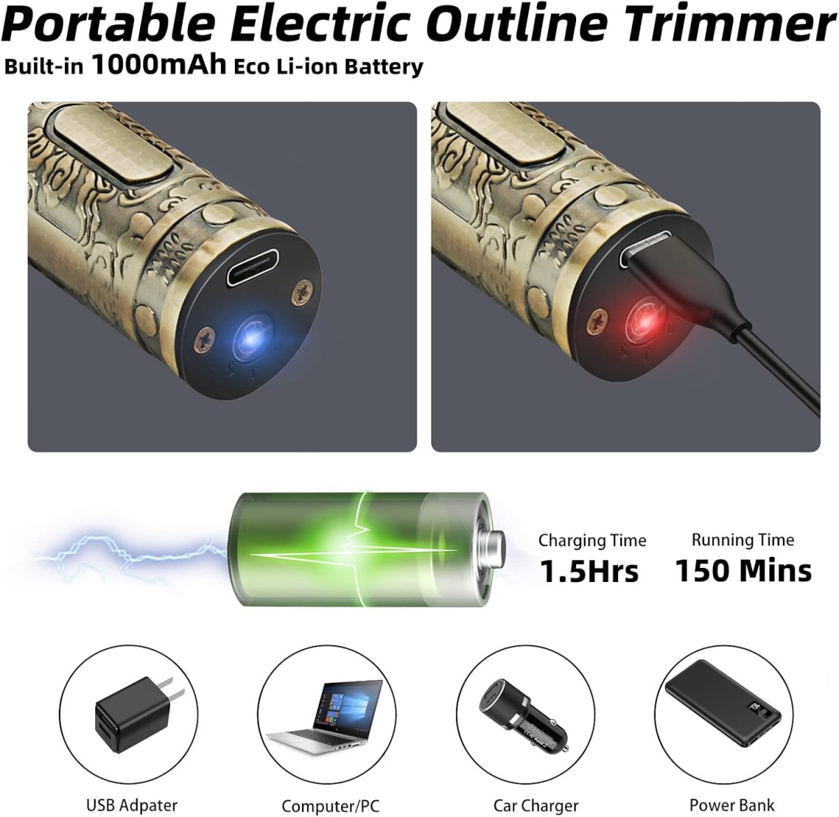 ⁦PROTON Professional Hair Clippers for Men,Electric Cordless T Blade Trimmers for Barbers,Zero Gapped Liners Outliner Clipper for Beard Hair Cutting⁩ - الصورة ⁦4⁩