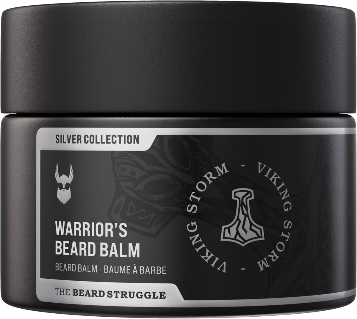 The Beard Struggle Warrior’s Beard Balm - Silver Collection, Viking Storm - Non-Greasy Low-Hold Formula, Luxurious Cologne-Grade Fragrances 100% Natural Ingredients - 50g / 1.76 US. oz.