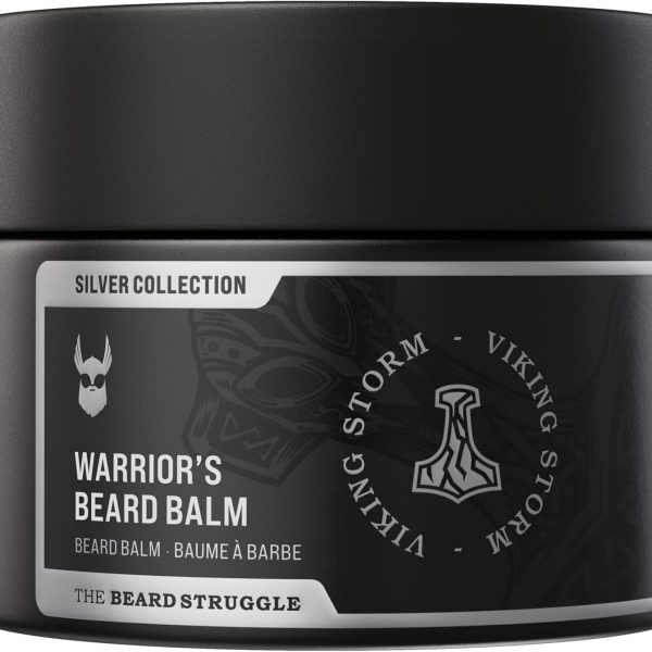 The Beard Struggle Warrior’s Beard Balm - Silver Collection, Viking Storm - Non-Greasy Low-Hold Formula, Luxurious Cologne-Grade Fragrances 100% Natural Ingredients - 50g / 1.76 US. oz.