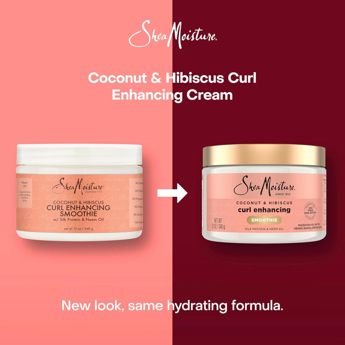 ⁦Shea Moisture Coconut & Hibiscus Curl Enhancing Smoothie, 12oz⁩ - الصورة ⁦3⁩