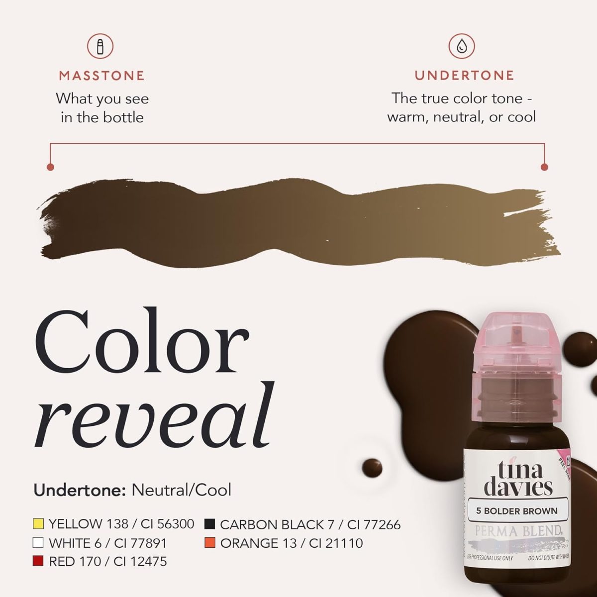 ⁦Tina Davies Professional X Perma Blend Brow Pigment - Permanent Eyebrow Makeup - Colours Heal True to Tone - High Retention - Bolder Brown, 1/2oz⁩ - الصورة ⁦4⁩