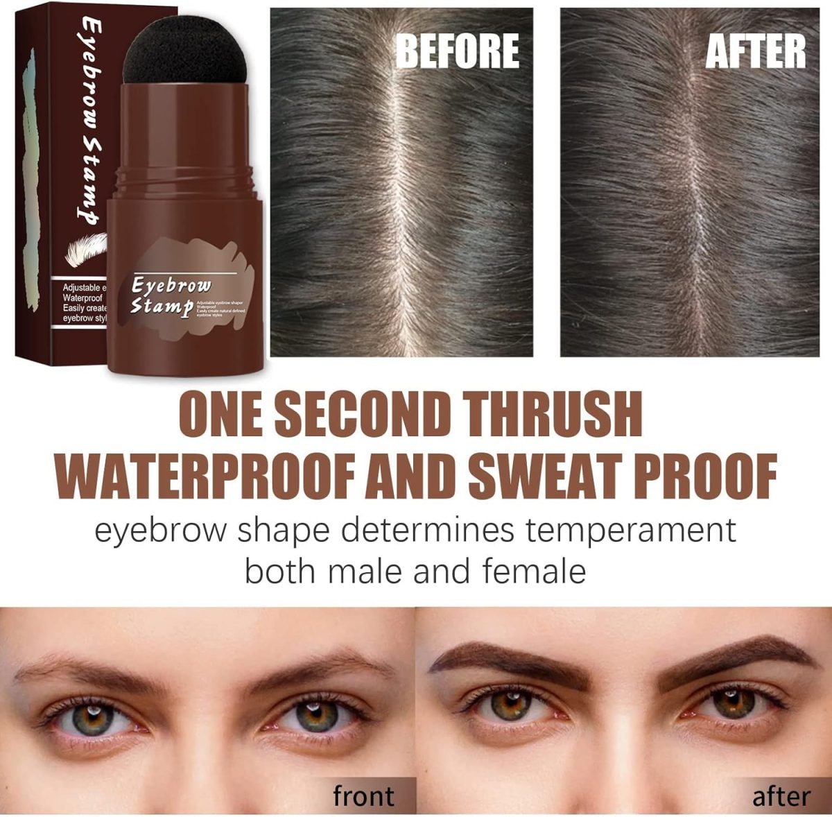 ⁦Eyebrow Stamp Stencil kit，Brow Stamp Kit,One Step Eyebrow Stamp Kit，with 10 Reusable Eyebrow Stencil and 2 Eyebrow Brushes (Black)⁩ - الصورة ⁦7⁩