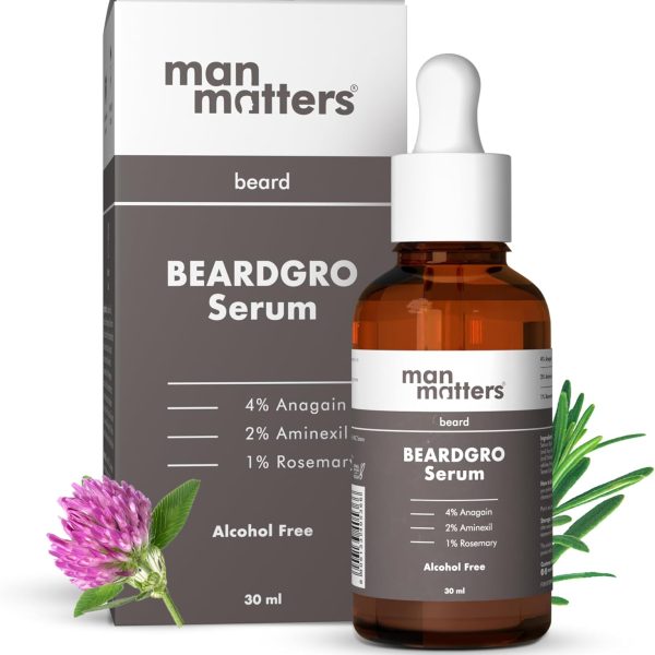 Man Matters BeardGro Oil-In-Serum 30ml | 4% Anagain, 2% Aminexil & 1% Rosemary | Stronger, Fuller & Thicker Beard Growth | Solves Uneven & Patchy Beard | Lightweight and Fast Absorption