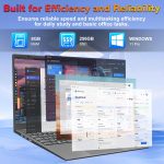 ⁦2025 Laptop Computer 15 15.6" FHD 1920 X 1080 Display for College Students Business, 8GB DDR4 RAM 256GB SSD, Dual-Core Intel Celeron, USB 3.2, Numeric Keypad, Windows 11 Pro, Slim Portable, Gray⁩ - الصورة ⁦4⁩