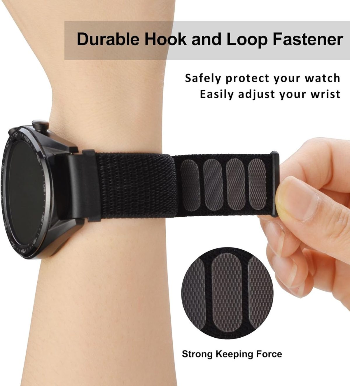 ⁦WOCCI Adjustable Nylon Sport Watch Bands with Hook and Loop Fastener, Quick Release Watch Straps for Men and Women, Band Width 16mm 18mm 19mm 20mm 21m 22mm 24mm⁩ - الصورة ⁦4⁩