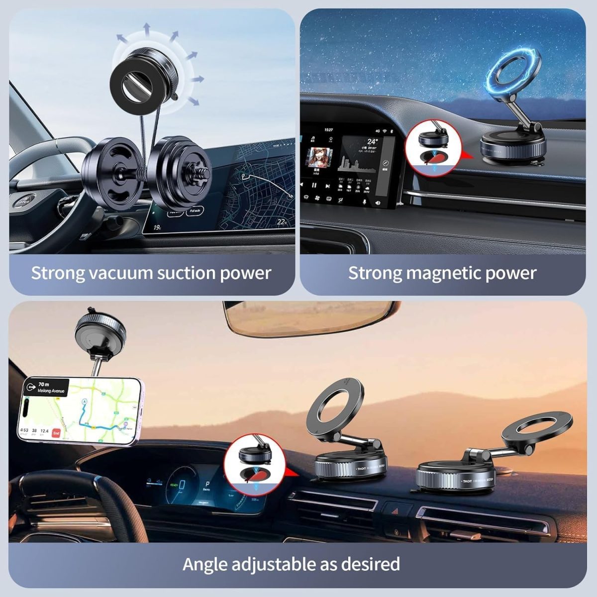 ⁦Magnetic Car Phone Holder for Dashboard – Universal 360° Rotation Mobile Phone Mount with Extra Strong Magnet – Hands-Free Secure Grip Stable and Compact Car Phone Stand Compatible with All Smartphone⁩ - الصورة ⁦4⁩