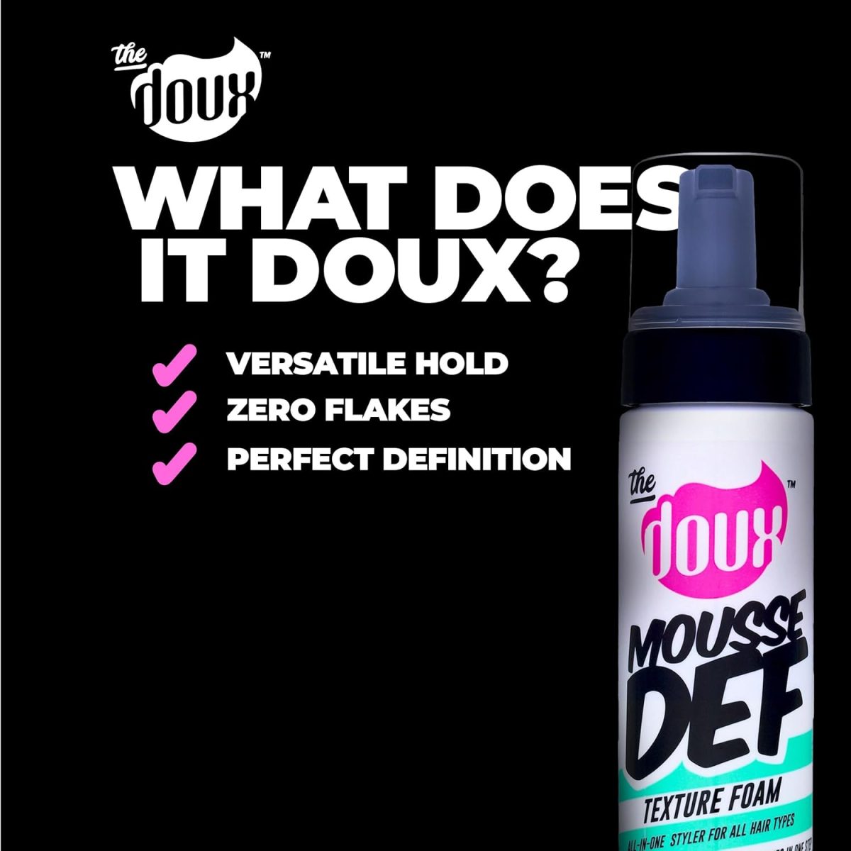 ⁦Multi-Use Mousse for Curly Hair – The Doux Mousse Def Texture Foam for Styling, Curl Definition, Volume & Shine – Curl Cream Alternative for African Hair & Natural Hair Styles⁩ - الصورة ⁦6⁩