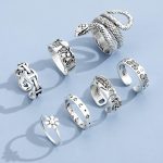 ⁦Shining Diva Fashion Latest Stylish Metal Boho Midi Finger Rings for Women and Girls - Silver⁩ - الصورة ⁦5⁩