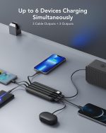 ⁦Charmast Power Bank with Built in Cable, 10000mAh USB C Battery pack 6 Outputs 2 Inputs with LED Display Type C Powerbank Portable Charger Compatible with Smartphones Tablets and More⁩ - الصورة ⁦3⁩