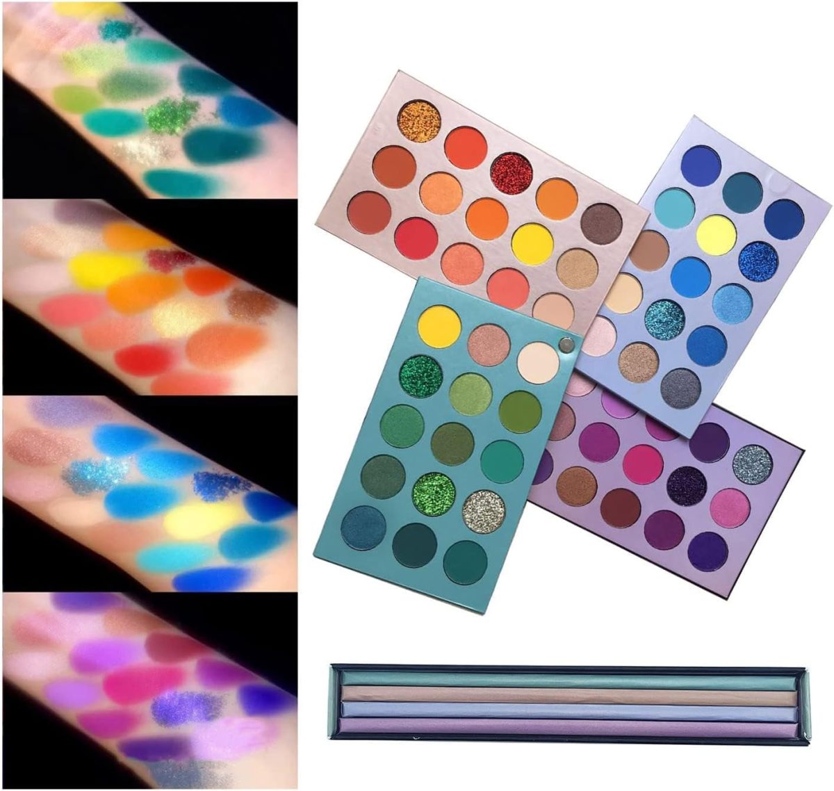 ⁦60 Colors Eye Makeup Palettes, 4 In 1 Color Board Matte And Shimmer Highly Pigmented Eye Makeup Palettes,Eyeshadow, RotationEyes Shadow⁩ - الصورة ⁦3⁩