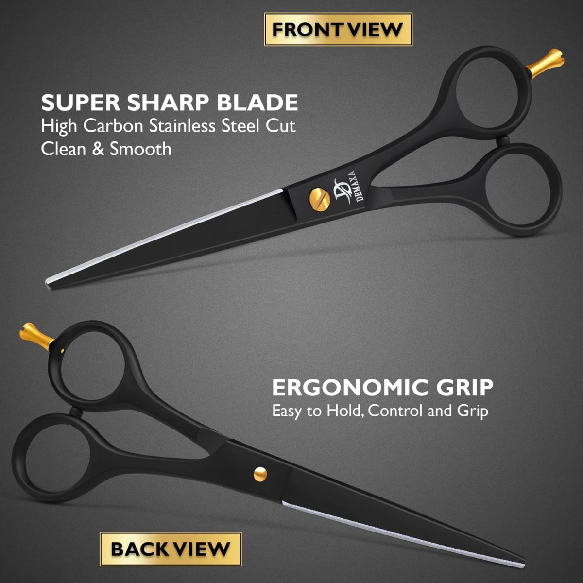 ⁦DEMAXA Professional Hair Scissors 6.5 Inch - Premium High Carbon Stainless Steel Barber Salon Hair Shears for Haircut Scissors - Ergonomic Design Super-Sharp Hair cutting Shears Blades⁩ - الصورة ⁦4⁩