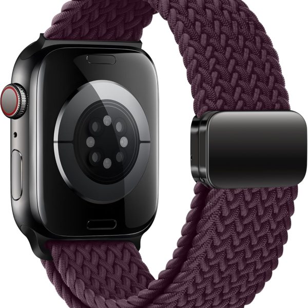 KEYSJEFF Compatible with Apple Watch Strap 45mm 44mm 42mm 41mm 40mm, Braided Nylon Sport Band Adjustable Elastics Magnetic Buckle Straps for Iwatch Series 9/8/7/6/SE/5/4