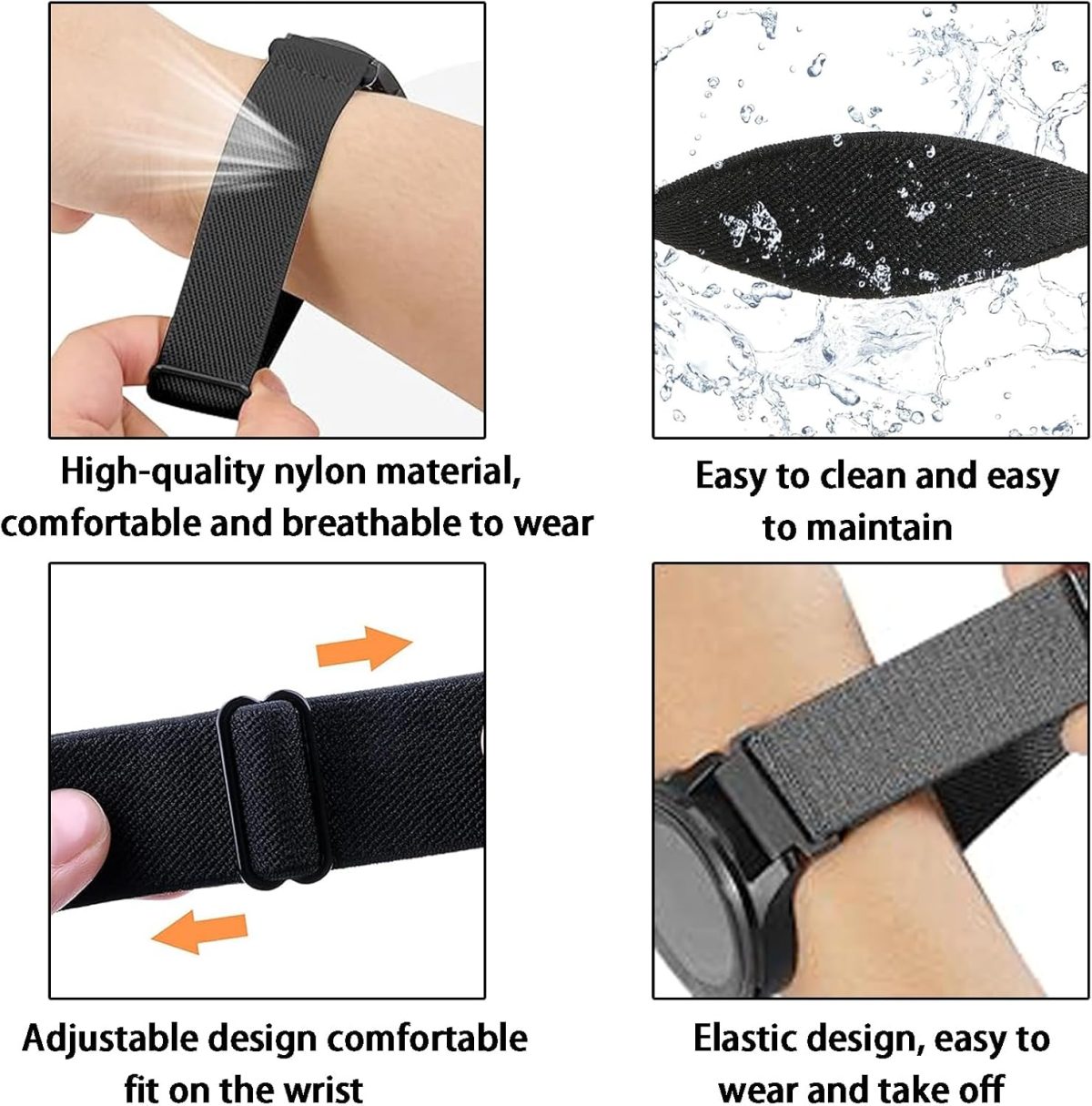 ⁦Duomama Adjustable Nylon Solo Loop Watch Bands for Men - Compatible with 22mm - Quick Release Replacement Wristband - Stretchy Fabric Braided Sport Elastic Straps⁩ - الصورة ⁦5⁩