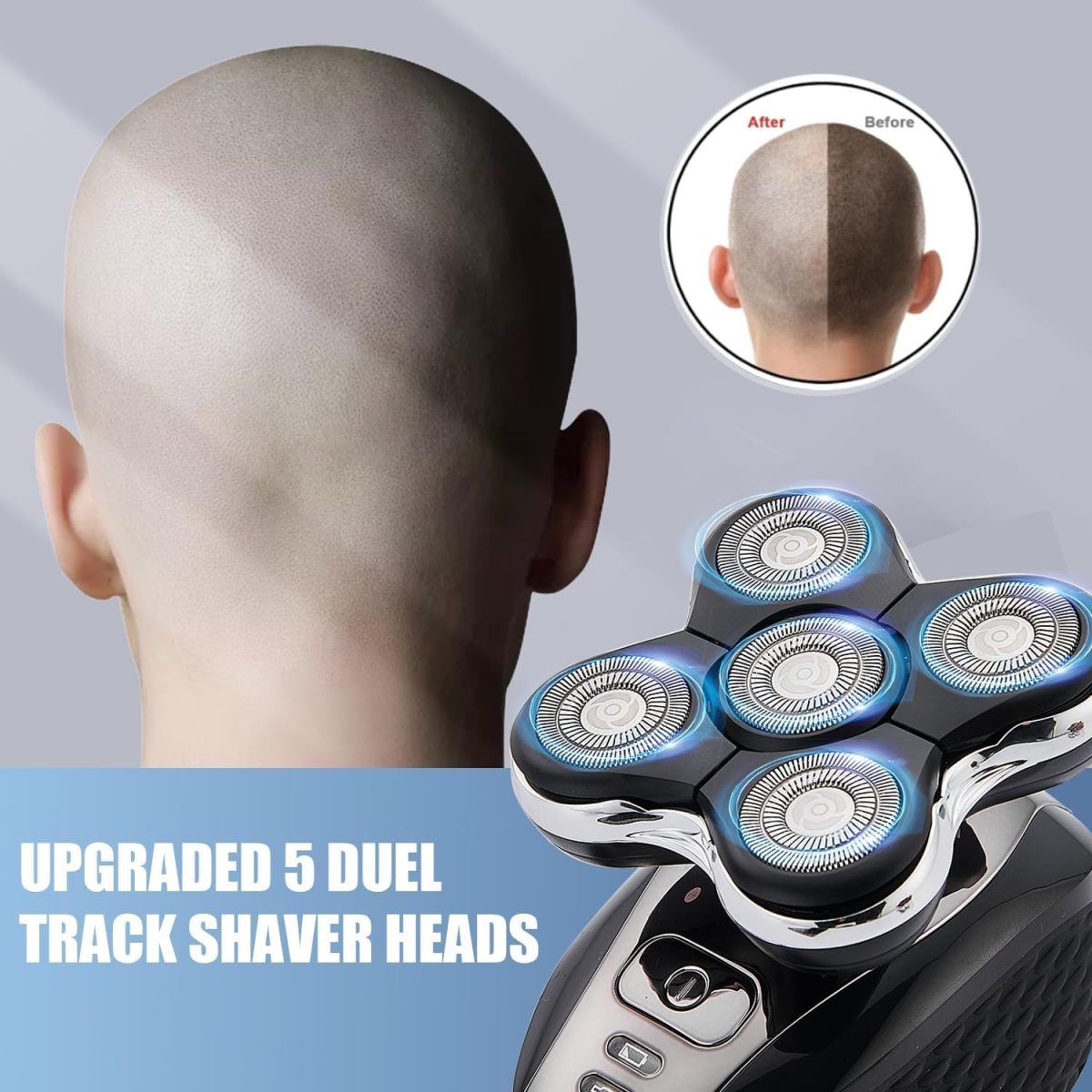 ⁦Replacement Head Compatible with Remington Balder Pro RX5 Head Shaver XR7000/XR1500,Replacement Blades Precision Electric Shaving for Bald Men(2PCS Silver)⁩ - الصورة ⁦3⁩