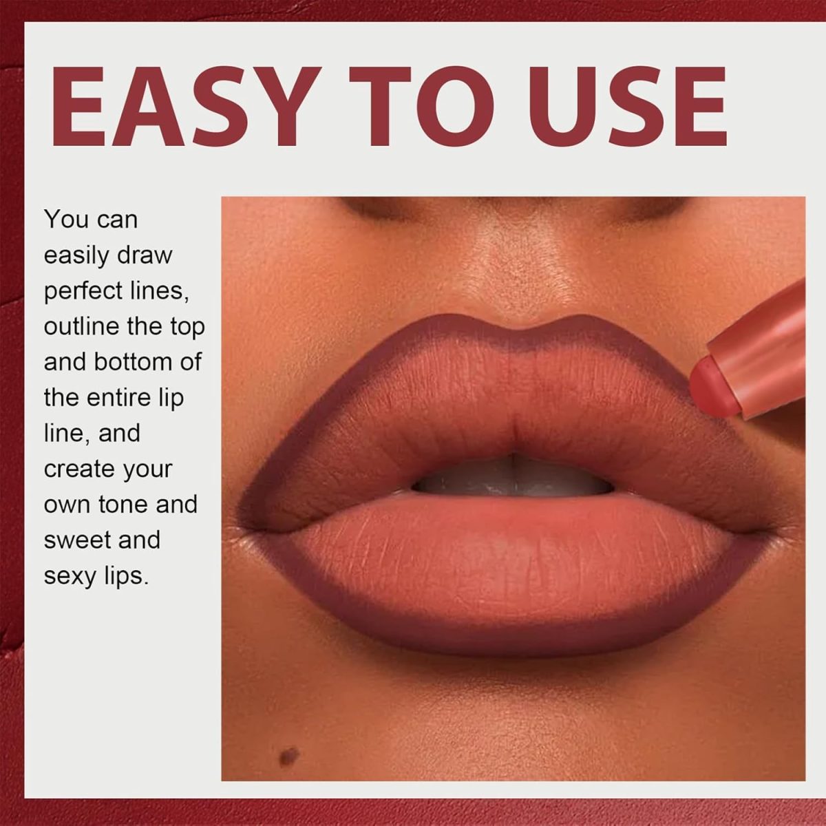 ⁦KASTWAVE Lip Liner Set, 6 Colours Matte Lip Liner, Long-Lasting Wear And Waterproof, Smooth, Smudge Proof, High Pigmented Smooth Nude Texture Natural, Makeup For Women⁩ - الصورة ⁦7⁩