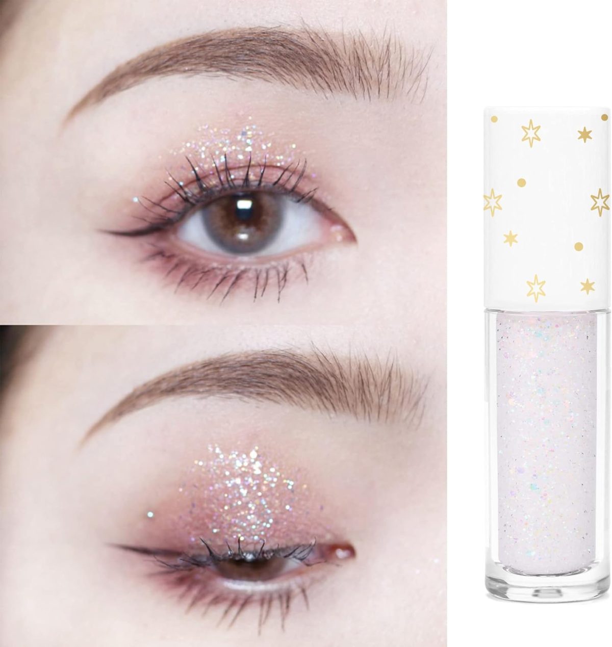 ⁦Geeneiya Liquid Glitter Eyeshadow Korean Makeup Under Eye Shadow Bling,Pigmented, Long Lasting, Quick Drying, Loose Glitter Glue for Crystals EyeMakeup (Colorful Galaxy 01)⁩ - الصورة ⁦3⁩