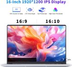 ⁦NIAKUN 16 Inch Laptop Computer 2025, Gaming Laptop, 16GB RAM 512GB SSD, N100 Processor, UHD Graphics 750 MHz, FHD 1920 * 1200, 180° Open, Backlit Keyboard, Windows 11 Pro, Fingerprint Unlock, Student⁩ - الصورة ⁦3⁩