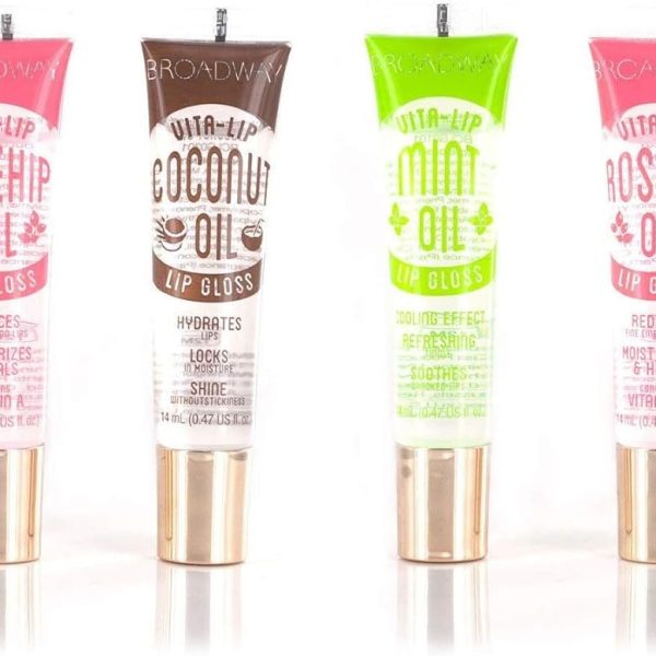 Kiss Broadway Clear Lip Gloss (Mint, Coconut, Rosehip Oil), Pack Of 6