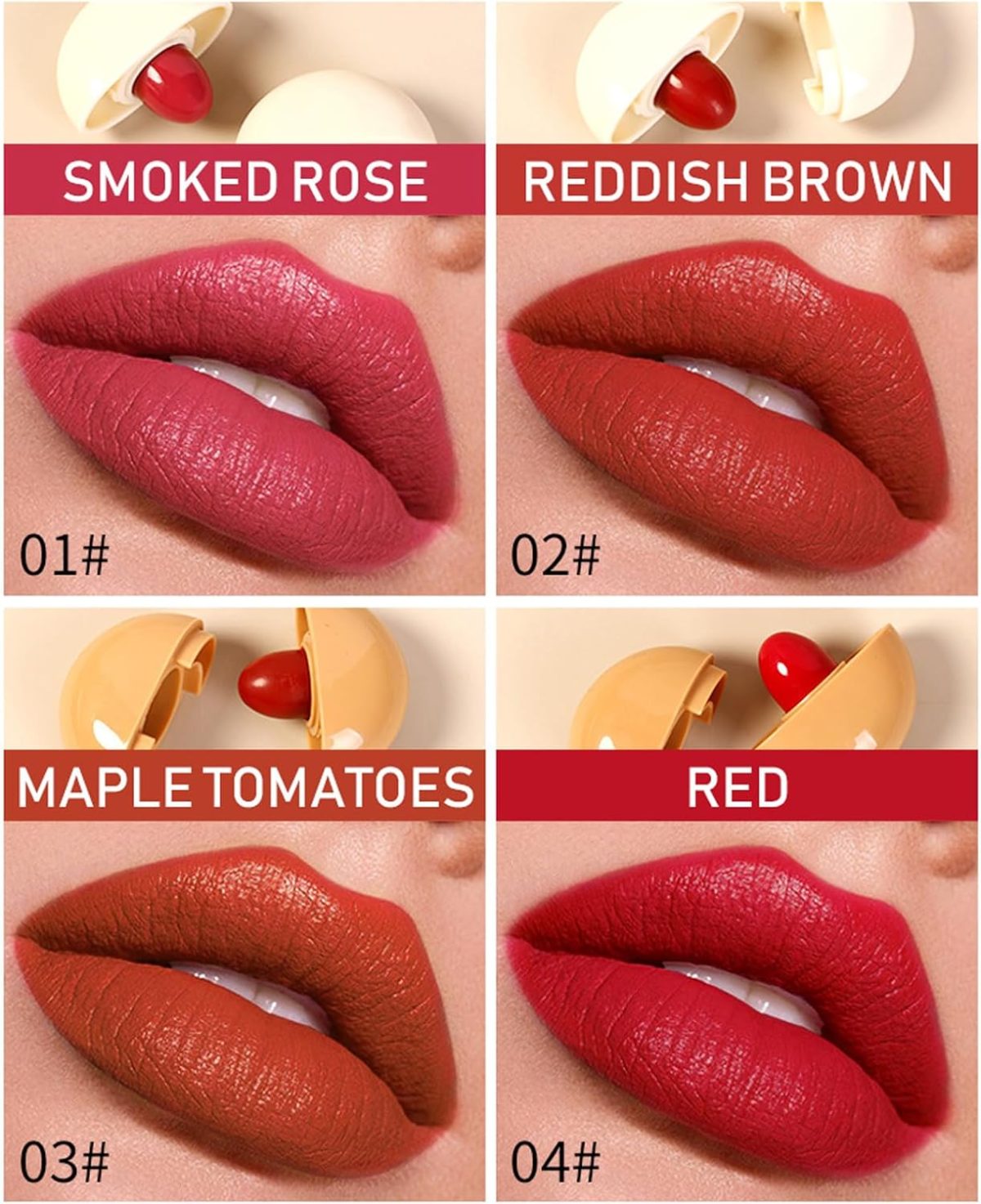 ⁦CHSEEO Mini Lipstick Set Chocolate Shape 8 Colors Velvet Matte Lip Gloss, Long Lasting Waterproof Pro, Mini Lipsticks Gift Box for Women and Girls Beauty Cosmetics - F⁩ - الصورة ⁦6⁩