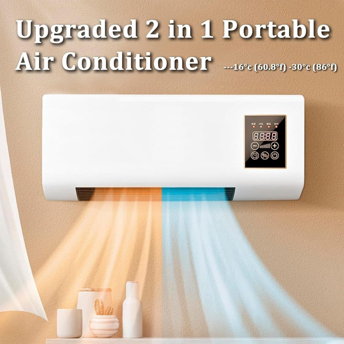 ⁦Ductless Portable Air Conditioner & Bladeless Wall Mount Fan, 3-in-1 Portable AC Unit (Cooling/Fan/Split System) with Remote, Ultra Quiet Design, Easy Install Wall Mount for Bedroom, Home Office⁩ - الصورة ⁦2⁩
