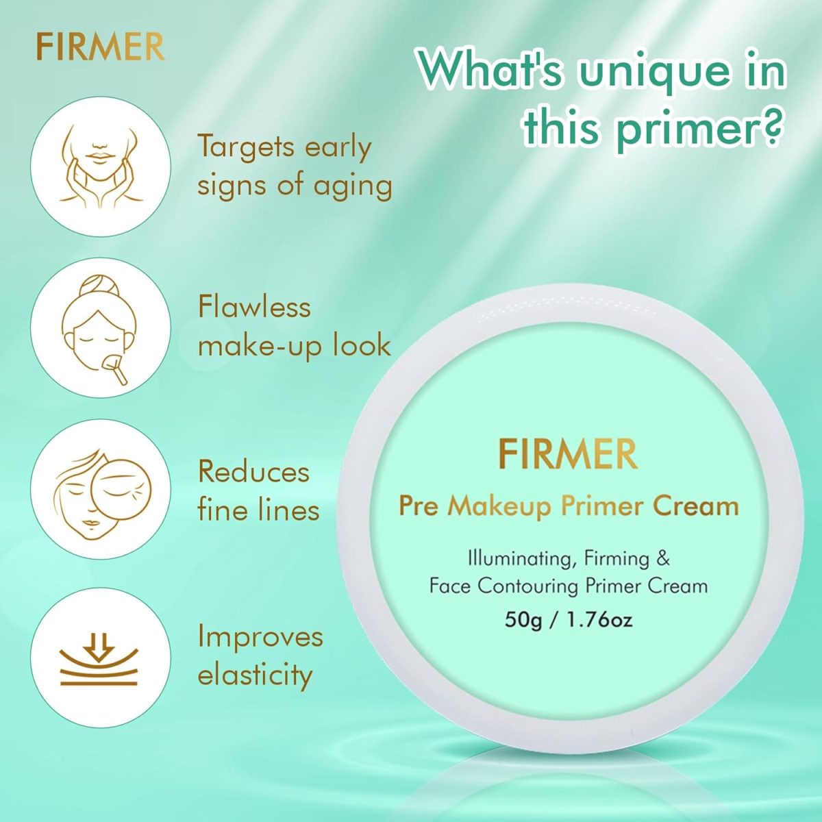⁦Firmer Pre Make-Up Primer Cream Multifunctional Skin Perfector, Skin Firming, Skin Illuminating, Face Contouring & Slimming, Anti-Aging Hydrating Makeup Primer For Youthful Glow, Paraben Free - 50 GM⁩ - الصورة ⁦5⁩