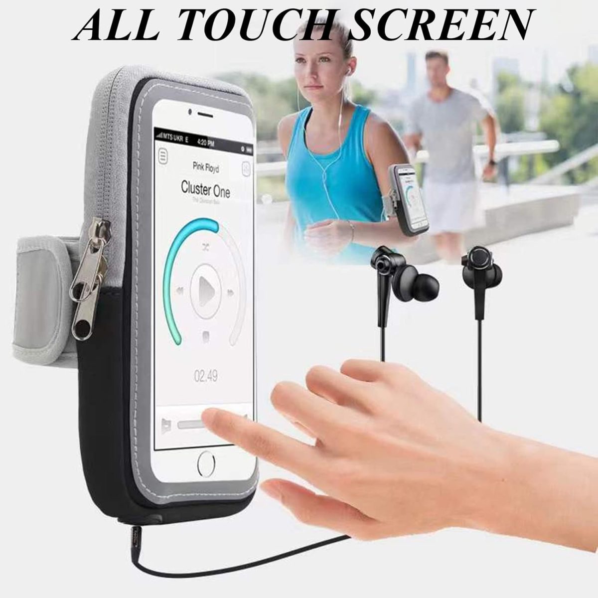 ⁦Qiccijoo Running Armband Phone Holder for Running Full Touchscreen Phone Arm Bands for Running Sports Phone Holder with Adjustable Band for iPhone 13 Pro Max 12 11 Xs Xr 8 7 Galaxy S20 S10 S9 S8⁩ - الصورة ⁦4⁩