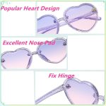 ⁦X spring Heart-shaped Sunglasses, 2 PCS Kids Heart Sunglasses with Light Color Gradient Lens, Fashionable Purple Pink Accessories for Girls Age 2-10, UV400 Protection for Summer Holiday⁩ - الصورة ⁦2⁩
