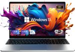 CFVOCUY Laptop Computer, 15.6'' FHD IPS Student Laptops, Celeron N5095 4-Core Processor, 12GB RAM + 512GB SSD up to Expandable 1TB, 2.4G+5G WiFi, 2 Years Warranty, Long Battery Life