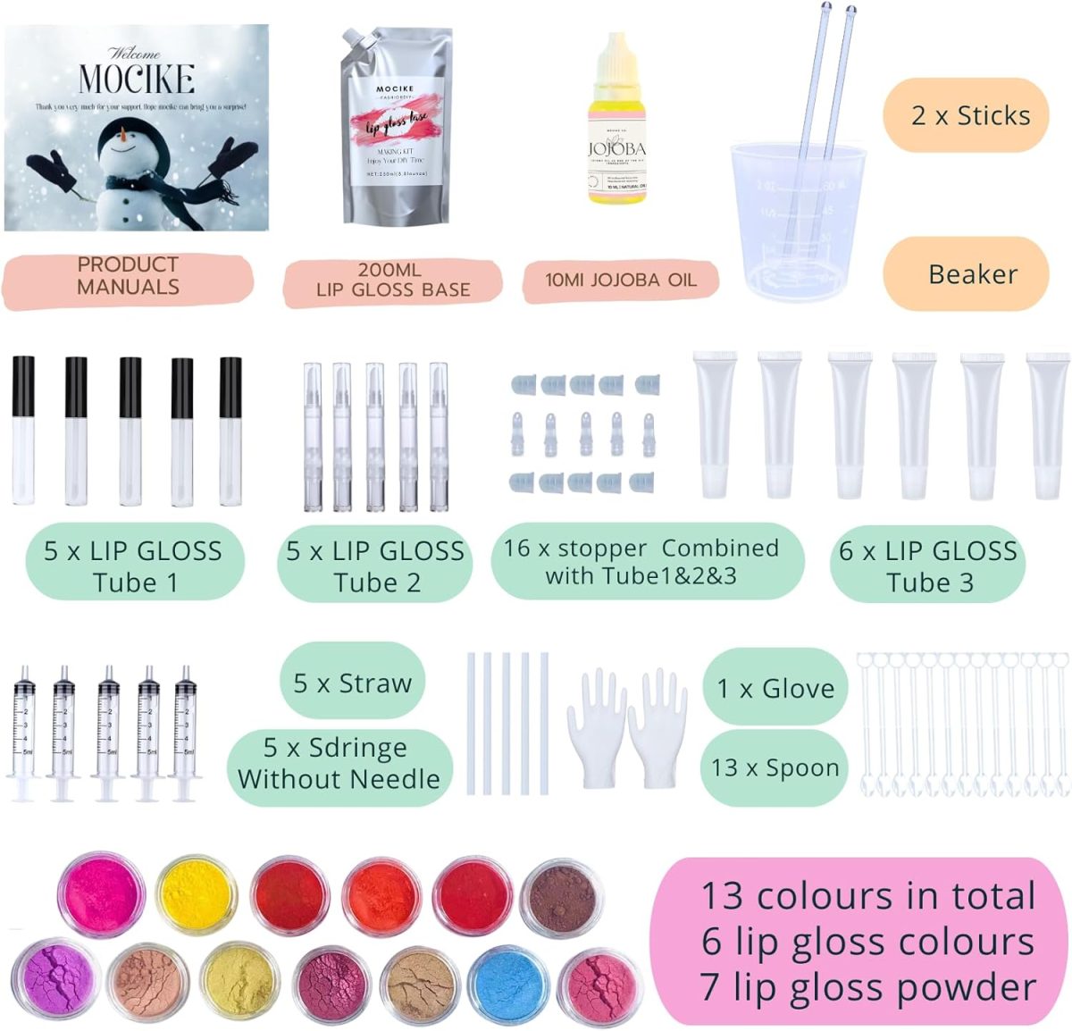 ⁦MOCIKE DIY lip gloss making kit for Girl Gifts - 74 PCS DIY Lip Gloss kit Make Your Own Lip Gloss⁩ - الصورة ⁦2⁩