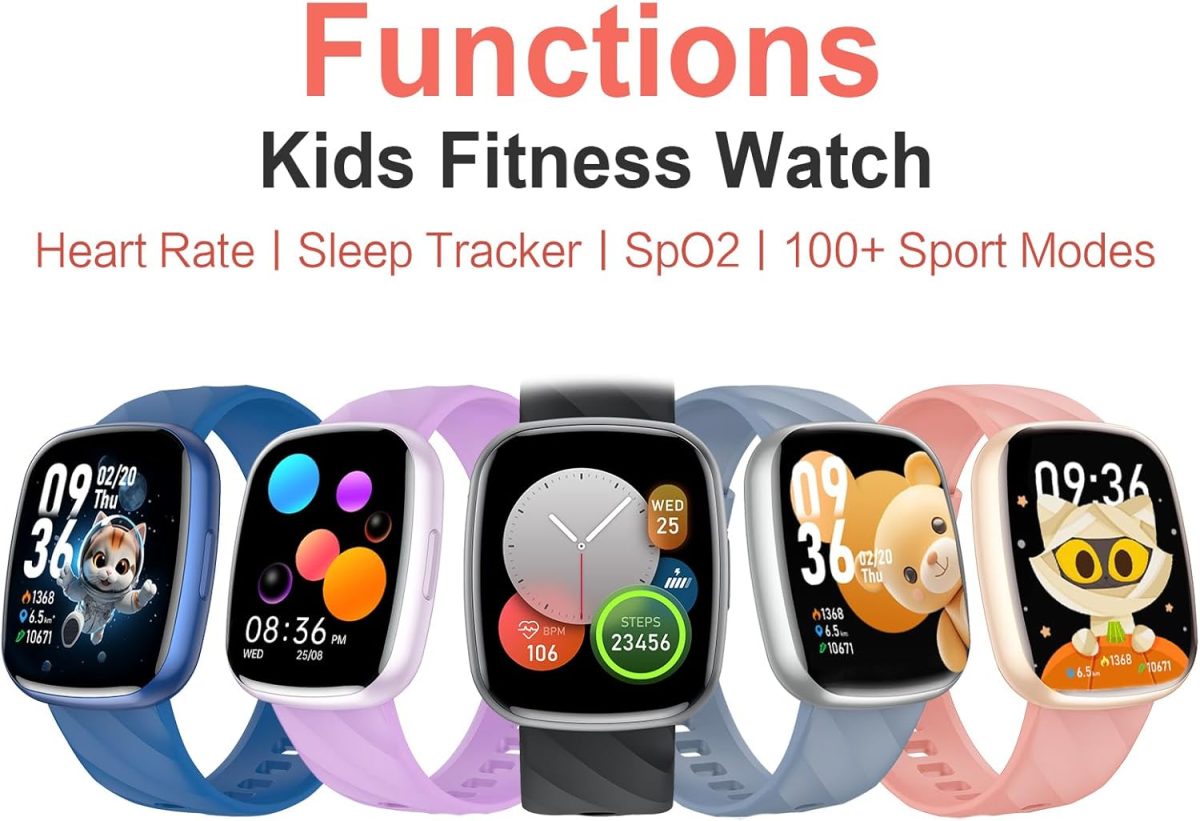 ⁦Children's Smartwatch, Fitness Tracker Watch, 1.75 Inches, Smart Watch with 100+ Sports Modes, Heart Rate, Sleep Monitor, Games, Pedometer, Gift for Boy Girl Ado 5-16 Years – Gold⁩ - الصورة ⁦2⁩