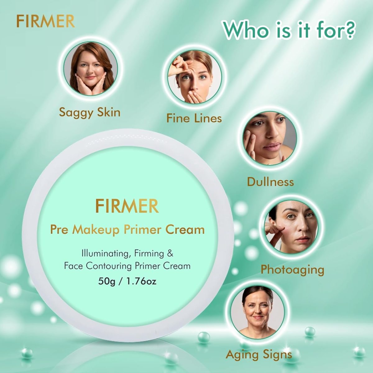 ⁦Firmer Pre Make-Up Primer Cream Multifunctional Skin Perfector, Skin Firming, Skin Illuminating, Face Contouring & Slimming, Anti-Aging Hydrating Makeup Primer For Youthful Glow, Paraben Free - 50 GM⁩ - الصورة ⁦3⁩